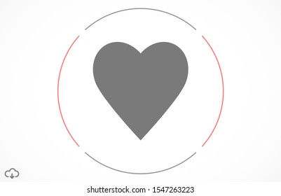 Heart Icon Vector. Vector image of a flat, linear heart icon. Perfect Love symbol. Flat style for graphic and web design. Flat simple grey symbol on white background with shadow.