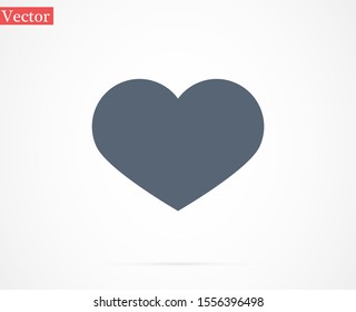 Heart Icon Vector. Vector image of a flat, linear heart icon. Perfect Love symbol. Flat style for graphic and web design. Flat simple grey symbol on white background with shadow.