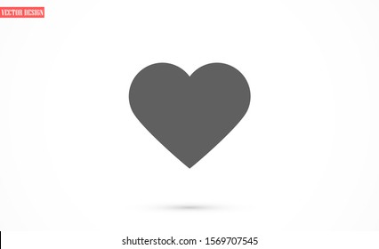 Heart Icon Vector. Vector image of a flat, linear heart icon. Perfect Love symbol. Flat style for graphic and web design. Flat simple grey symbol on white background with shadow.