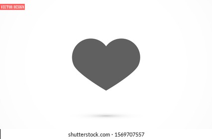 Heart Icon Vector. Vector image of a flat, linear heart icon. Perfect Love symbol. Flat style for graphic and web design. Flat simple grey symbol on white background with shadow.