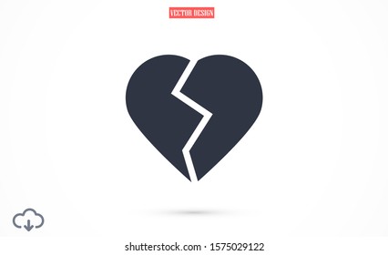 Heart Icon Vector. Vector image of a flat, linear heart icon.  Perfect Love symbol. Flat style for graphic and web design. Flat simple grey symbol on white background with shadow.
