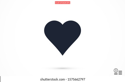 Heart Icon Vector. Vector image of a flat, linear heart icon. Perfect Love symbol. Flat style for graphic and web design. Flat simple grey symbol on white background with shadow.