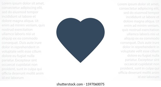 Heart Icon Vector. Vector image of a flat, linear heart icon. Perfect Love symbol. Flat style for graphic and web design. Flat simple grey symbol on white background with shadow.
