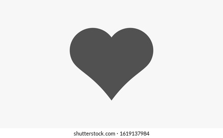 Heart Icon Vector. Vector image of a flat, linear heart icon. Perfect Love symbol. Flat style for graphic and web design. Flat simple grey symbol on white background with shadow.