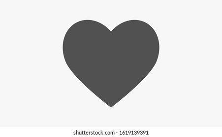 Heart Icon Vector. Vector image of a flat, linear heart icon. Perfect Love symbol. Flat style for graphic and web design. Flat simple grey symbol on white background with shadow.
