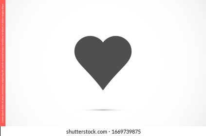 Heart Icon Vector. Vector image of a flat, linear heart icon. Perfect Love symbol. Flat style for graphic and web design. Flat simple grey symbol on white background with shadow.