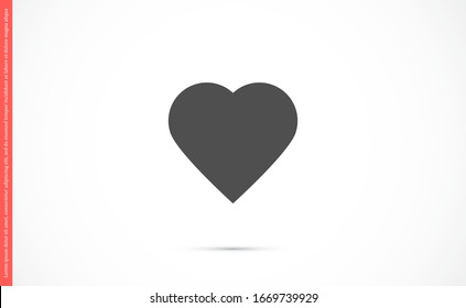 Heart Icon Vector. Vector image of a flat, linear heart icon. Perfect Love symbol. Flat style for graphic and web design. Flat simple grey symbol on white background with shadow.