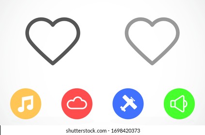 Heart Icon Vector. Vector image of a flat, linear heart icon. Perfect Love symbol. Flat style for graphic and web design. Flat simple grey symbol on white background with shadow.