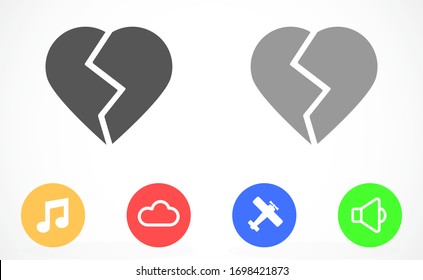 Heart Icon Vector. Vector image of a flat, linear heart icon. Perfect Love symbol. Flat style for graphic and web design. Flat simple grey symbol on white background with shadow.