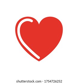 Heart Icon Vector. Vector image of a flat, linear heart icon. Perfect Love symbol. Flat style for graphic and web design. Flat simple grey symbol on white background 
