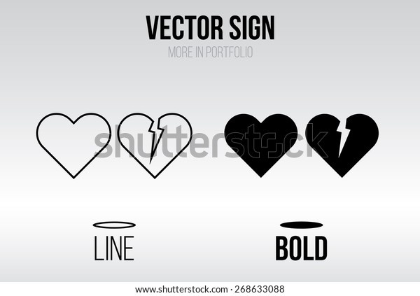 Heart icon vector,\
linear and bold style