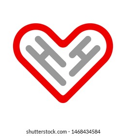 Heart icon vector logo design concept. Initial HH.