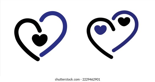 Heart icon vector logo template. blue and black style