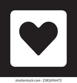 Heart icon vector. Love logo design. Heart vector icon illustration in square isolated on black background