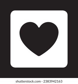 Heart icon vector. Love logo design. Heart vector icon illustration in square isolated on black background