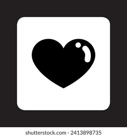 Heart icon vector. Love logo design. Heart vector icon illustration in square isolated on black background