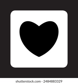 Heart icon vector. Love logo design. Heart vector icon illustration in square isolated on black background