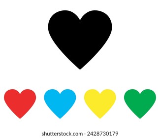 Herz-Symbol-Vektor. Love-Symbol-Zeichen-Symbol im trendigen flachen Stil. Elemente in farbigen Symbolen festlegen. Herz-Vektor-Symbol-Illustration isoliert auf weißem Hintergrund