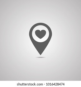 Heart Icon Vector. Love symbol. Valentine's Day sign, emblem isolated on white background with shadow, Flat style for graphic and web design, logo. EPS10 pictogram