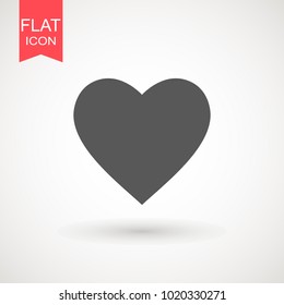 Heart Icon Vector. Love symbol. Valentine's Day sign, emblem isolated on white background with shadow, Flat style for graphic and web design, logo. EPS10 black pictogram