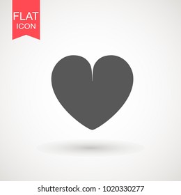 Heart Icon Vector. Love symbol. Valentine's Day sign, emblem isolated on white background with shadow, Flat style for graphic and web design, logo. EPS10 black pictogram