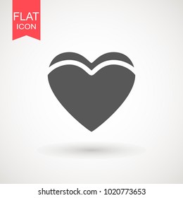 Heart Icon Vector. Love symbol. Valentine's Day sign, emblem isolated on white background with shadow, Flat style for graphic and web design, logo. EPS10 black pictogram
