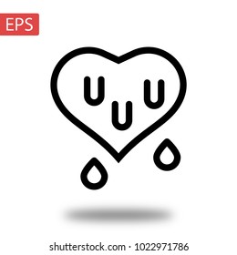 Heart Icon Vector. Love symbol. Valentine's Day sign, emblem isolated on white background with shadow, Flat style for graphic and web design, logo.