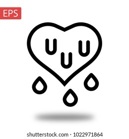 Heart Icon Vector. Love symbol. Valentine's Day sign, emblem isolated on white background with shadow, Flat style for graphic and web design, logo.