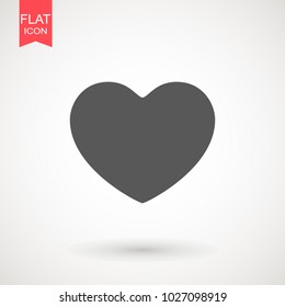 Heart Icon Vector. Love symbol. Valentine's Day sign, emblem isolated on white background with shadow, Flat style for graphic and web design, logo. EPS10 black pictogram