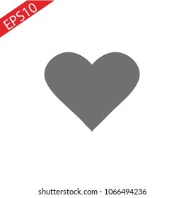 Heart Icon Vector. Love symbol. Valentine s Day sign, emblem isolated on white background with shadow, Flat style for graphic and web design, logo. EPS10 black pictogram
