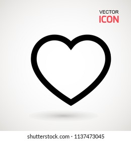 Heart Icon Vector. Love symbol. Valentine's Day sign, emblem isolated on white background with shadow, Flat style for graphic and web design, logo . EPS10 black pictogram