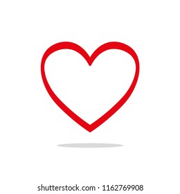 Heart icon vector. Love symbol. Valentine s Day sign, emblem isolated on white background with shadow, flat style for graphic and web design, logo.