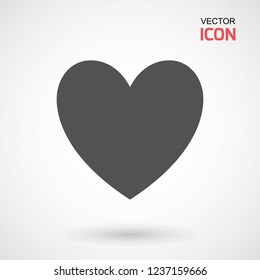 Herzsymbolträchtiger Vektorgrafik. Liebessymbol. Valentinstag-Schild, Emblem einzeln auf weißem Hintergrund mit Schatten, Flachstil für Grafik- und Webdesign, Logo. EPS10-Piktogramm