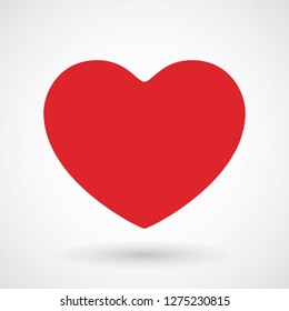 Heart Icon Vector. Love symbol. Valentine s Day sign, emblem isolated on white background with shadow, Flat style for graphic and web design, logo. EPS10 black pictogram - Vector illustration