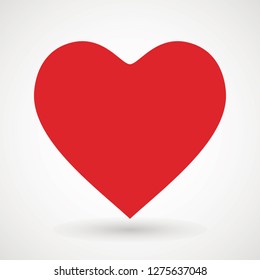 Heart Icon Vector. Love symbol. Valentine s Day sign, emblem isolated on white background with shadow, Flat style for graphic and web design, logo. EPS10 black pictogram - Vector illustration