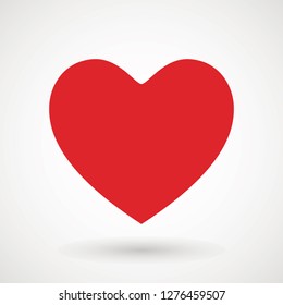 Heart Icon Vector. Love symbol. Valentine s Day sign, emblem isolated on white background with shadow, Flat style for graphic and web design, logo. EPS10 black pictogram - Vector illustration