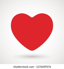 Heart Icon Vector. Love symbol. Valentine s Day sign, emblem isolated on white background with shadow, Flat style for graphic and web design, logo. EPS10 black pictogram - Vector illustration