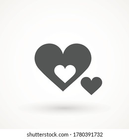 Heart Icon Vector. Love symbol. Valentine's Day sign, emblem isolated on white background with shadow, Flat style for graphic and web design, logo. EPS10 black pictogram