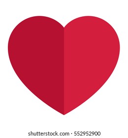 Heart Icon Vector  Love symbol  Valentine's Day sign red heart made two halves  dark   light isolated white background 