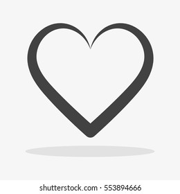 Heart Icon Vector. Love symbol. Valentine's Day sign, emblem isolated on white background with shadow, Flat style for graphic and web design, logo. EPS10 pictogram