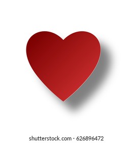 Heart Icon Vector. Love symbol. Valentine's Day sign, emblem isolated on white background with shadow, Flat style for graphic and web design, logo. Vector illustration