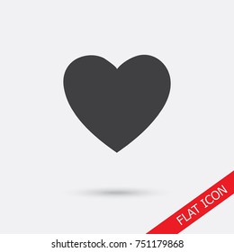 Heart Icon Vector. Love symbol. Valentine's Day sign, emblem isolated on white background with shadow, Flat style for graphic and web design, logo. EPS10 pictogram