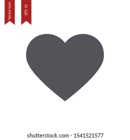 Heart icon vector on EPS10 isolated on white background. Love card concept. Holiday element collection. Gray heart, great design for any purposes. Symbol for web site or app button means like.