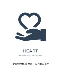 heart icon vector on white background, heart trendy filled icons from Hands and gestures collection, heart vector illustration