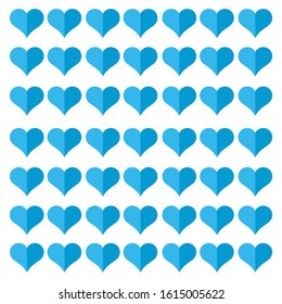 Heart icon vector on white background, flat style, set love symbol, romance, blue, vector illustration, valentine's day.