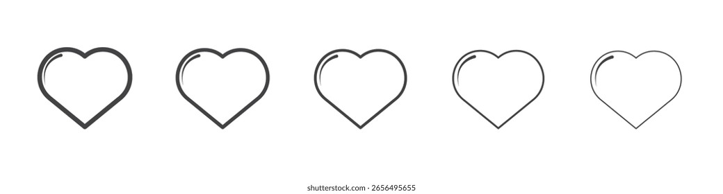 Signo de ilustración de conjunto de contorno de Vector de icono de corazón