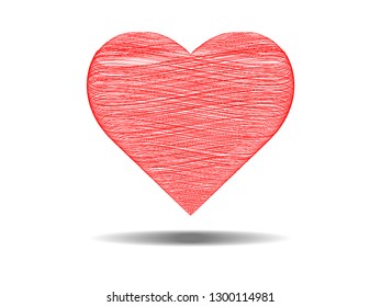 Heart Icon Vector in pencil stripes line. Love symbol for Valentine's Day sign isolated on white background in Flat style for graphic and web design or logo. EPS 10