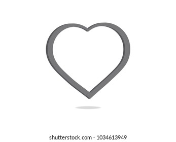 Heart Icon Vector. Perfect Love symbol. Valentine's Day sign, emblem isolated on white background with shadow, Flat style for graphic and web design, logo. EPS10 black pictogram.