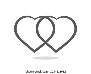 Heart Icon Vector. Perfect Love symbol. Valentine's Day sign, emblem isolated on white background with shadow, Flat style for graphic and web design, logo. EPS10 black pictogram.