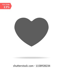 Heart Icon Vector. Perfect Love symbol. Valentine's Day sign, emblem isolated on white background with shadow, Flat style for graphic and web design, logo. EPS10 black pictogram.